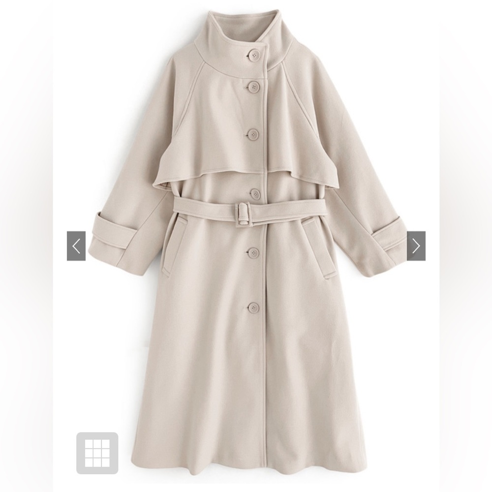 New!! Cape long coat with belt